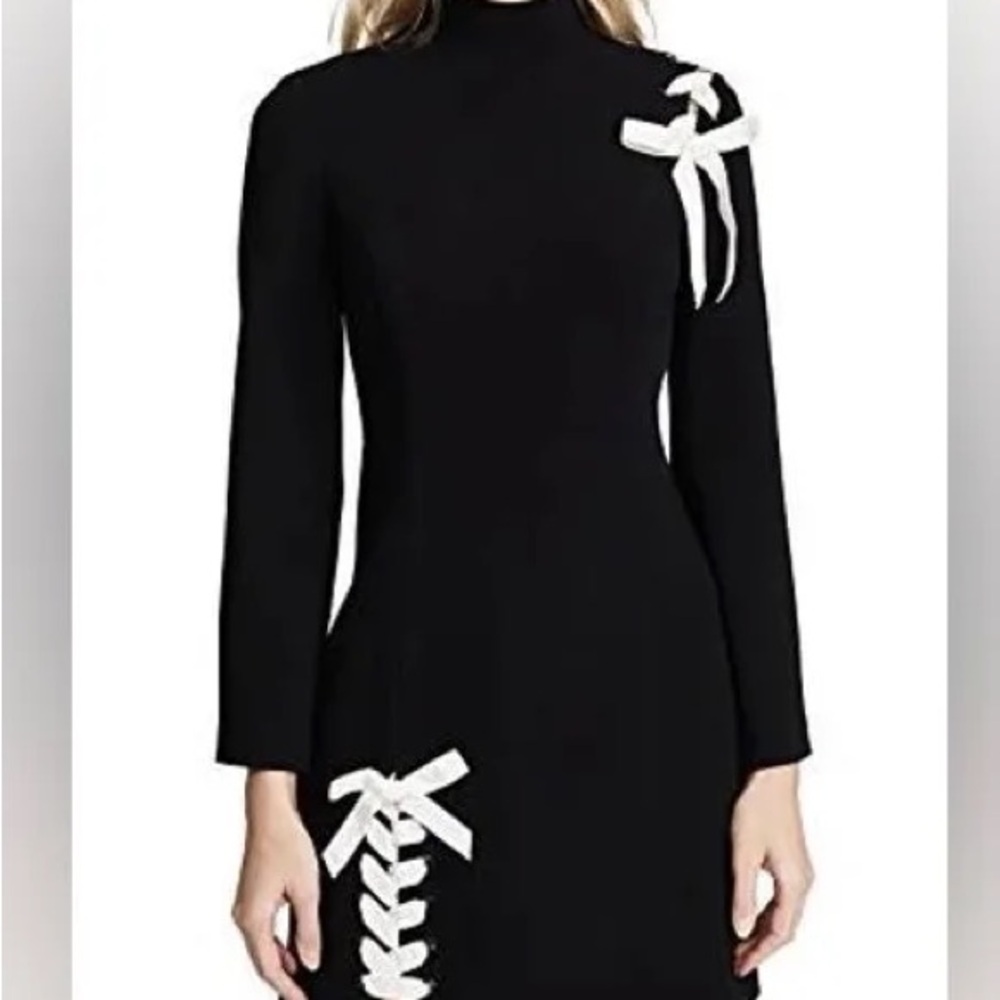 Cinq à Sept Black Dress with White Bow Accents